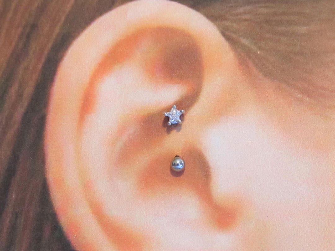 Daith Piercing Star,surgical Steel Barbell..16g..8mm Etsy