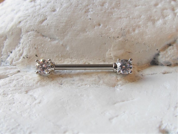 Single one Rose Gold Plated Nipple Barbell..14g..12mm,14mm..4mm Balls