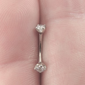 14k oro bianco Rook piercing doppio gioiello Barbell.2.5mm cz... internamente filettato... 16g... 6 mm... 8 mm immagine 2