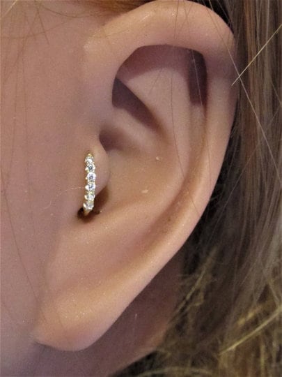 Banzai bossen Indirect Diamanten 14k geel Goud Tragus Piercing Bendable Ring Hoop - Etsy Nederland