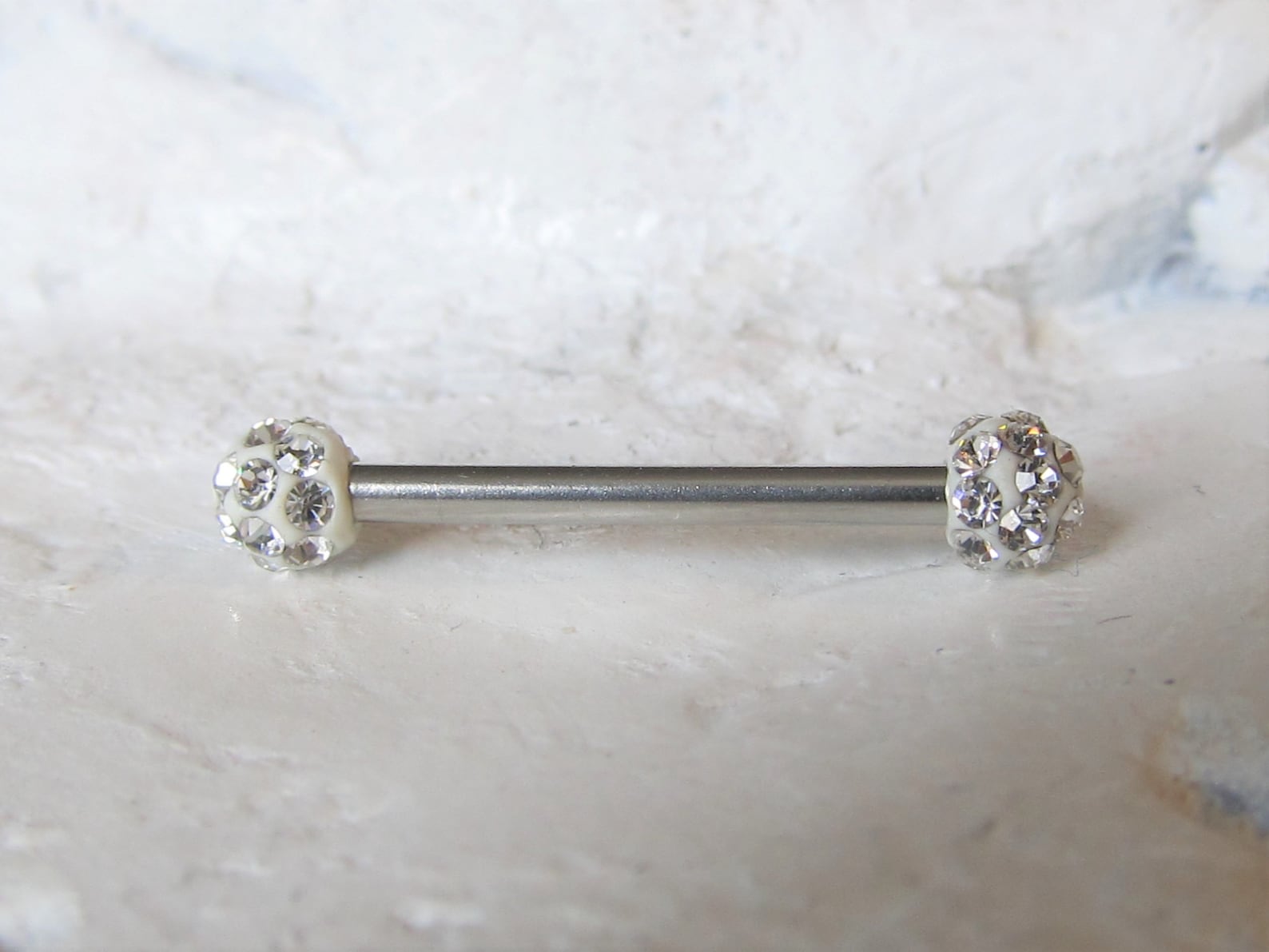 Paved Diamond Nipple Piercing Barbell Ring..14g..16mm4mm Etsy