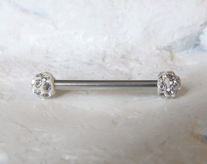 Nipple Rings 14 Gauge HUOGUO Nipple Barbell Ring, Rhinestone Paved Star Shape Nipplerings Piercing Stainless Steel 14g Nipple Rings Shields Body Piercing Sold As A Pair Nipple Shield Piercing Jewelry