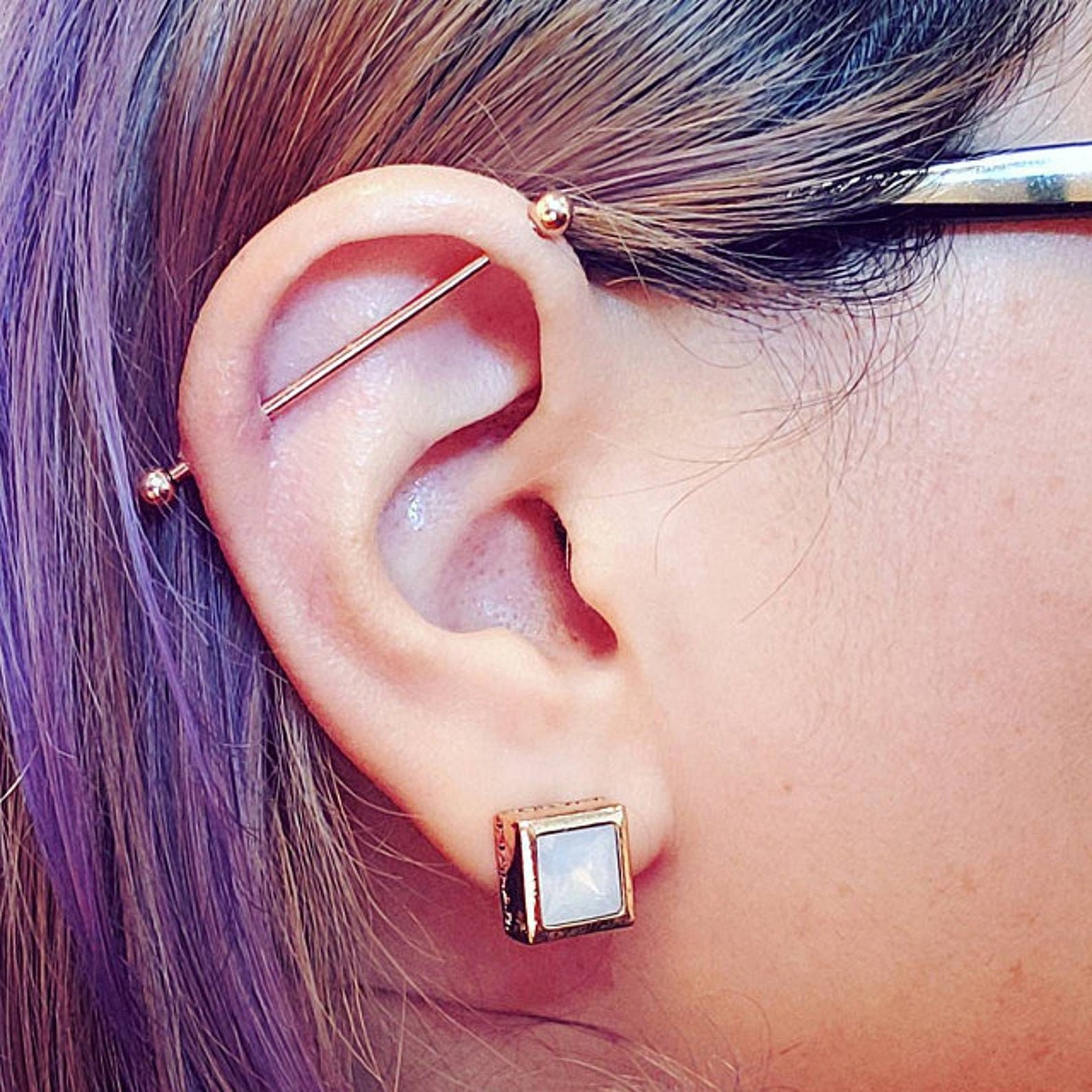Rose Gold Industrial Surgical Steel Barbell.14g.35mm.4mm Balls Etsy Norway