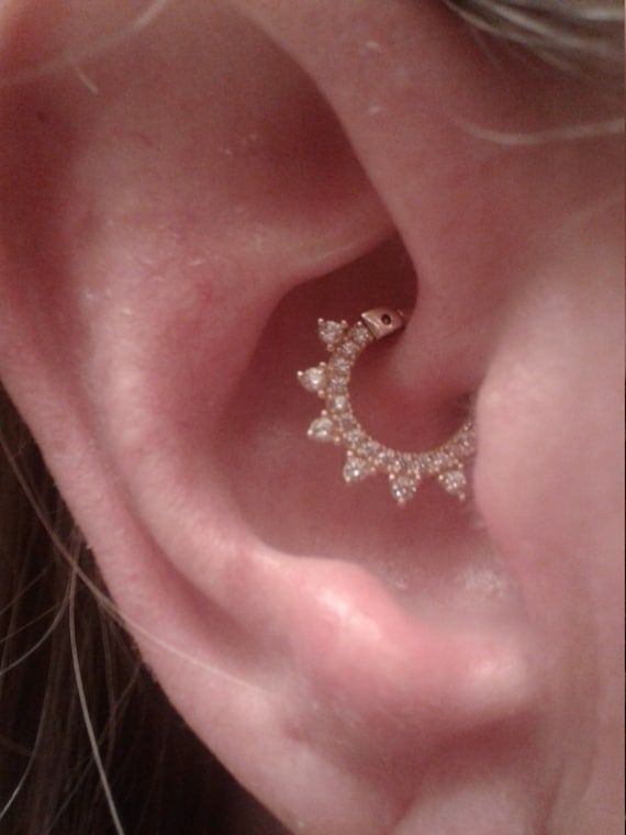 14k Solid Gold Daith Piercing septum eternity Multistone Clicker