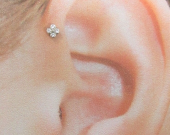 14k Solid White Gold Forward Helix Piercing