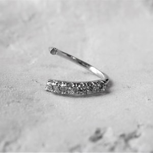 May include: A silver nose ring with a row of small clear rhinestones.