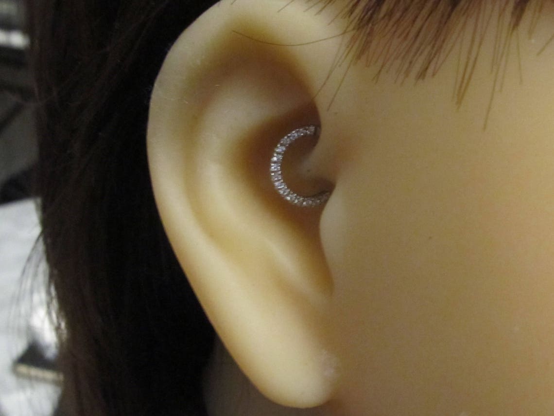 14kt Solid White Gold Daith Piercing Eternity Ring Clicker Etsy