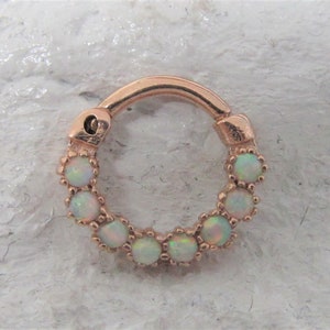 14k Solid Rose Gold Opal Septum Clicker..16g..8mm