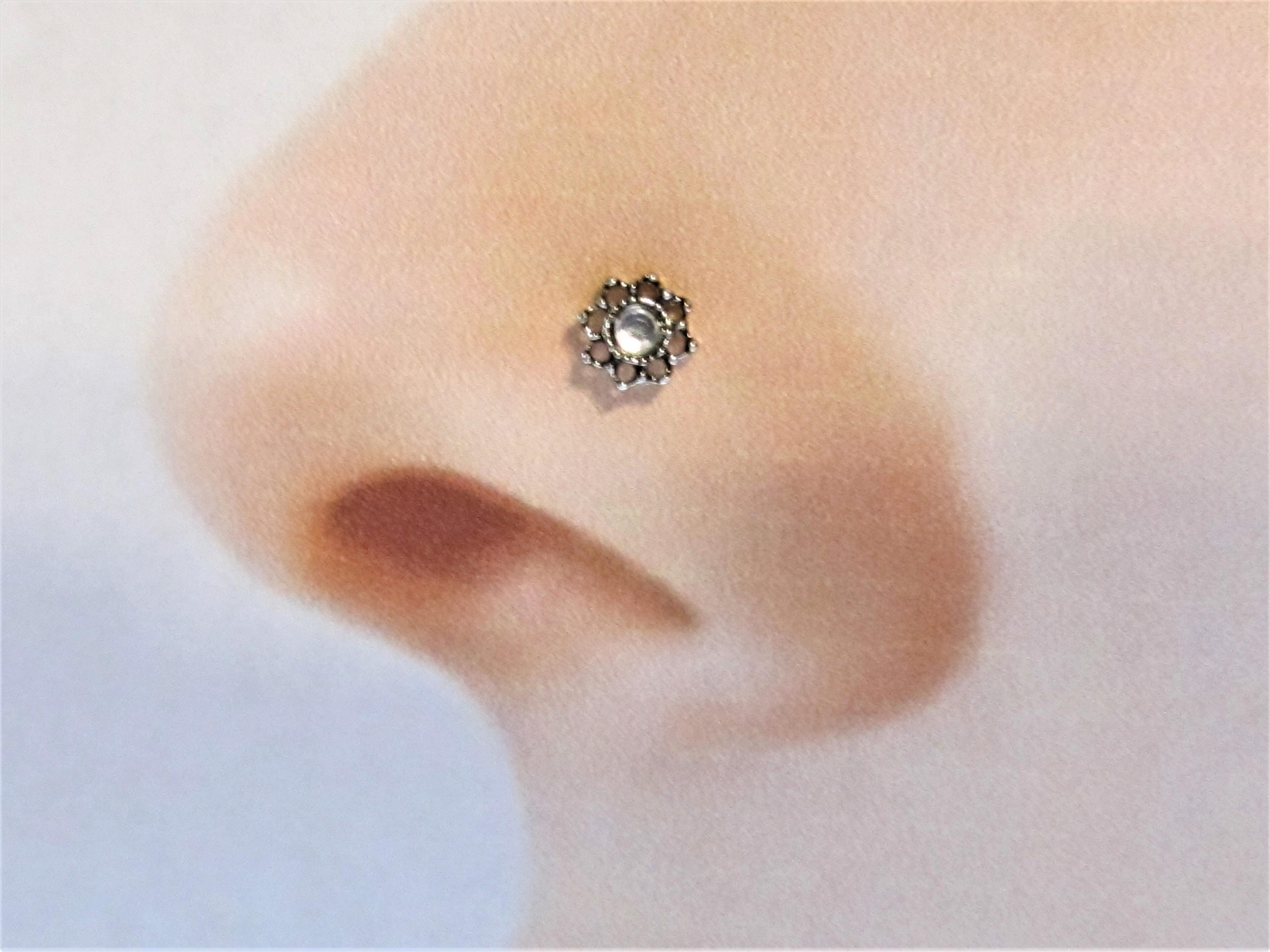 Lotus Flower Nose Ring Stud.20g.Straight or L shape