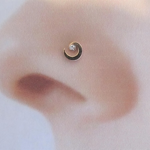 Golden spiral Nose ring Stud..20g..Straight or L-shape