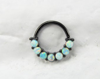 Black Pvd Plating,Opal Daith,Septum Bendable Hoop Ring..18G OR 16G