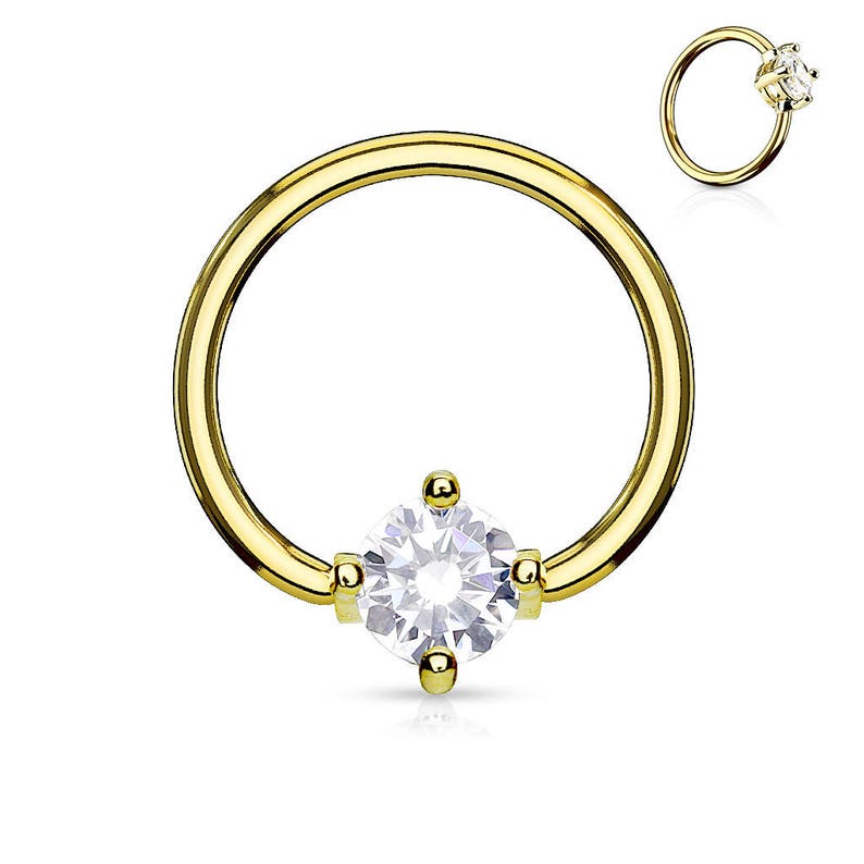 Golden Nipple Prung Set Surgical Steel Ring..14g..12mm Single one