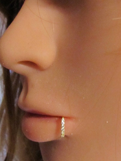 Diamanten 14k WeiBgold Multistone Lip Piercing biegbare Ring Hoop Bolzen .20g .9 mm Echte Diamanten Etsy