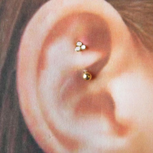 Golden Rook Piercing Round Cz Surgical Steel Curved Etsy