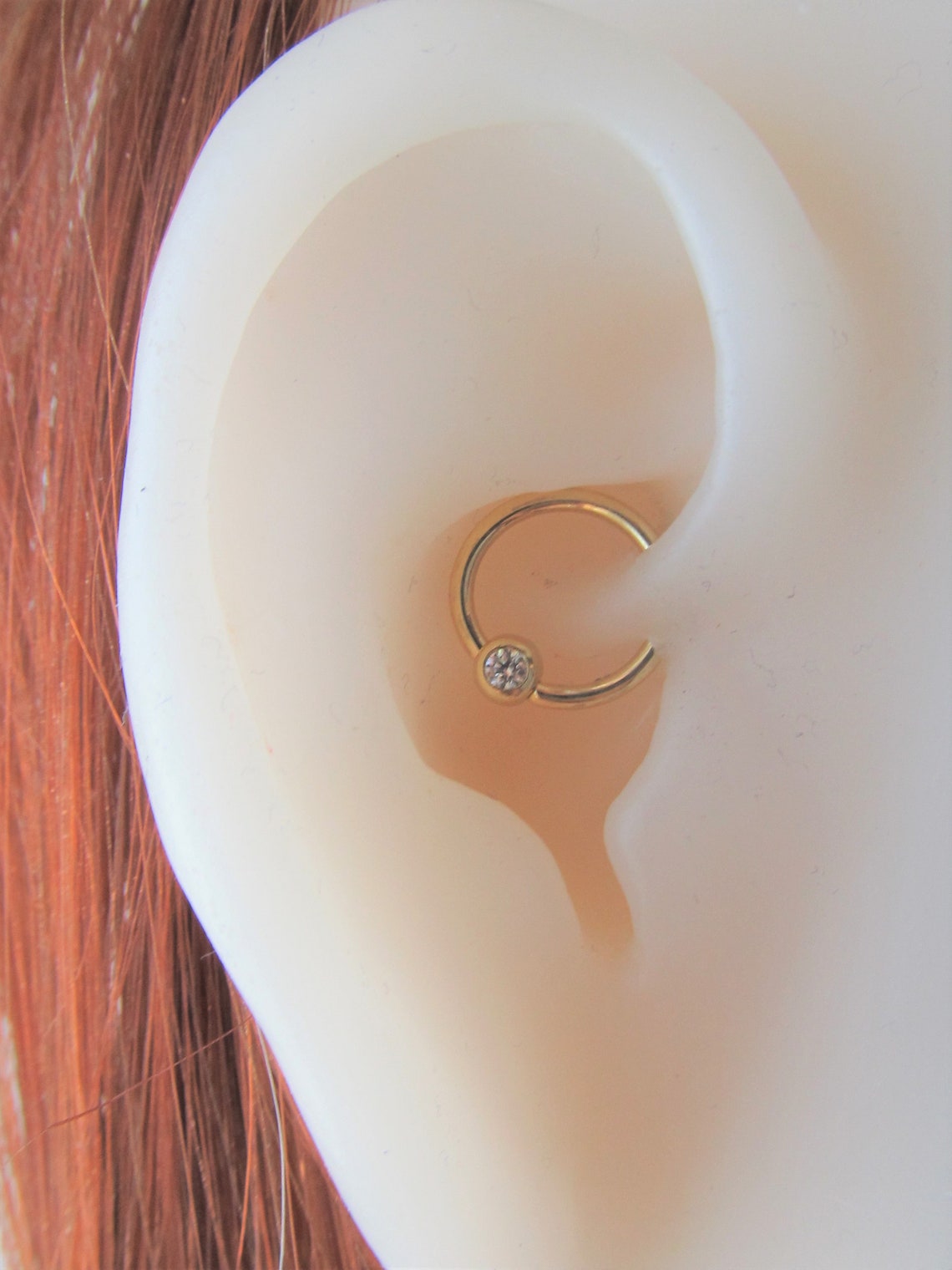14k Solid Gold Daith Piercing 16g..8mm Captive Bead Ring With Etsy