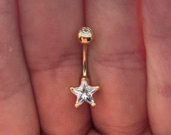 Anello per pancia superiore con sfera Golden Star..14g..10mm