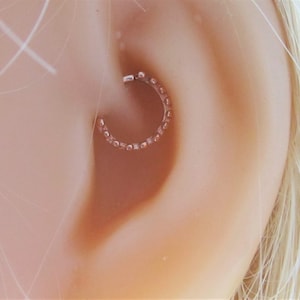 Anillo Daith, Cartílago y Hélice en Oro Rosa Sólido de 14k (18 g, 8 mm)