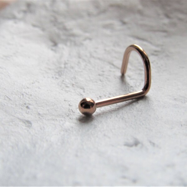Rose Gold Tiny Ball Nose Ring Stud..20g