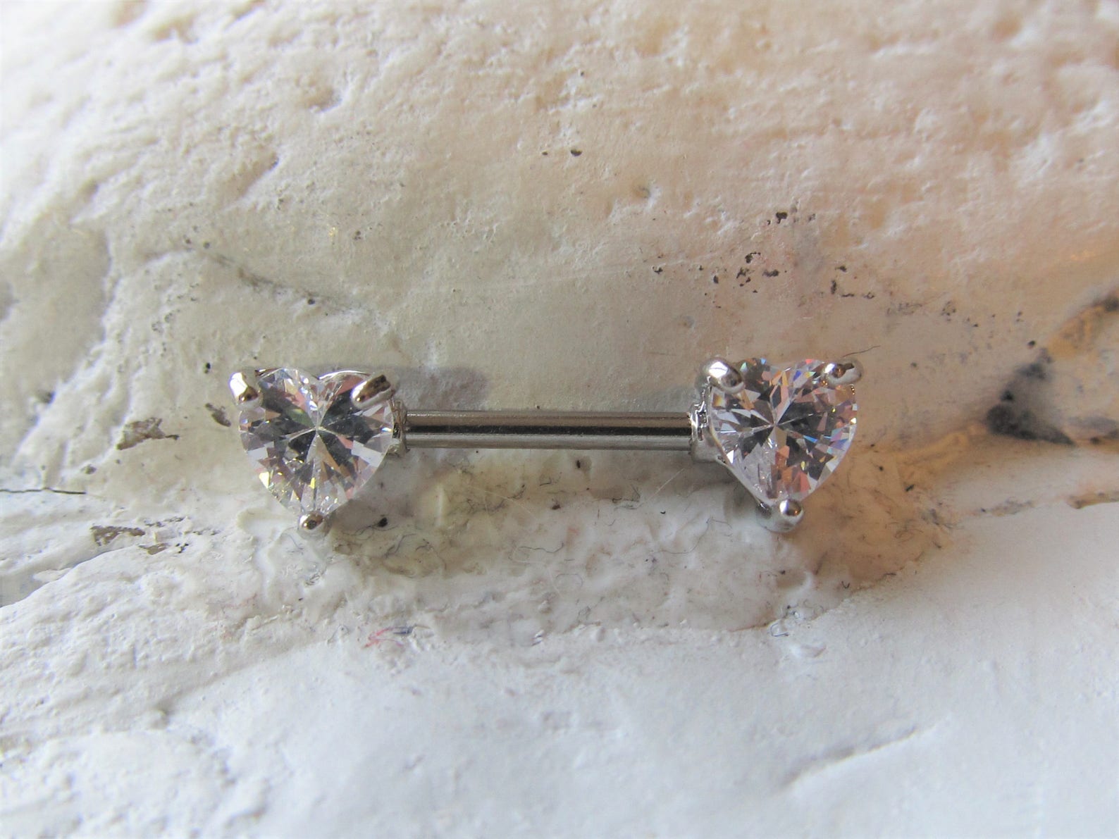 Heart Cz's Nipple Piercing Ring Barbell..14g..12mmSingle Etsy