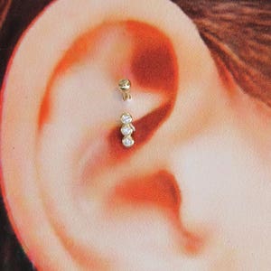 14k Solid gold 16g Turm Piercing,Daith,Knorpel,Curved Barbell .. 8 mm