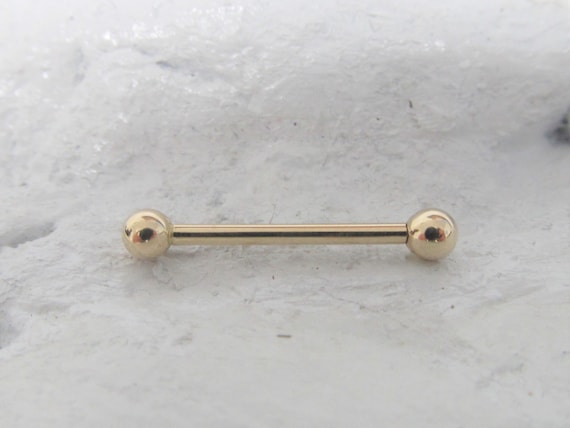 Vertolking bestellen Verrijking 14k Massief Gouden Tepel Piercing Barbell.. 14g.. Intern - Etsy België