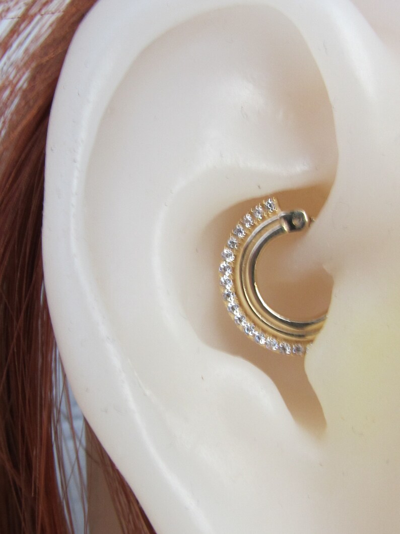 14k Solid Gold Daith Piercing Clicker..lined Etsy