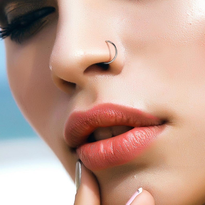 Titanium Nose Ring Hoop Implant G23.. 8mm..18g and 20g Etsy