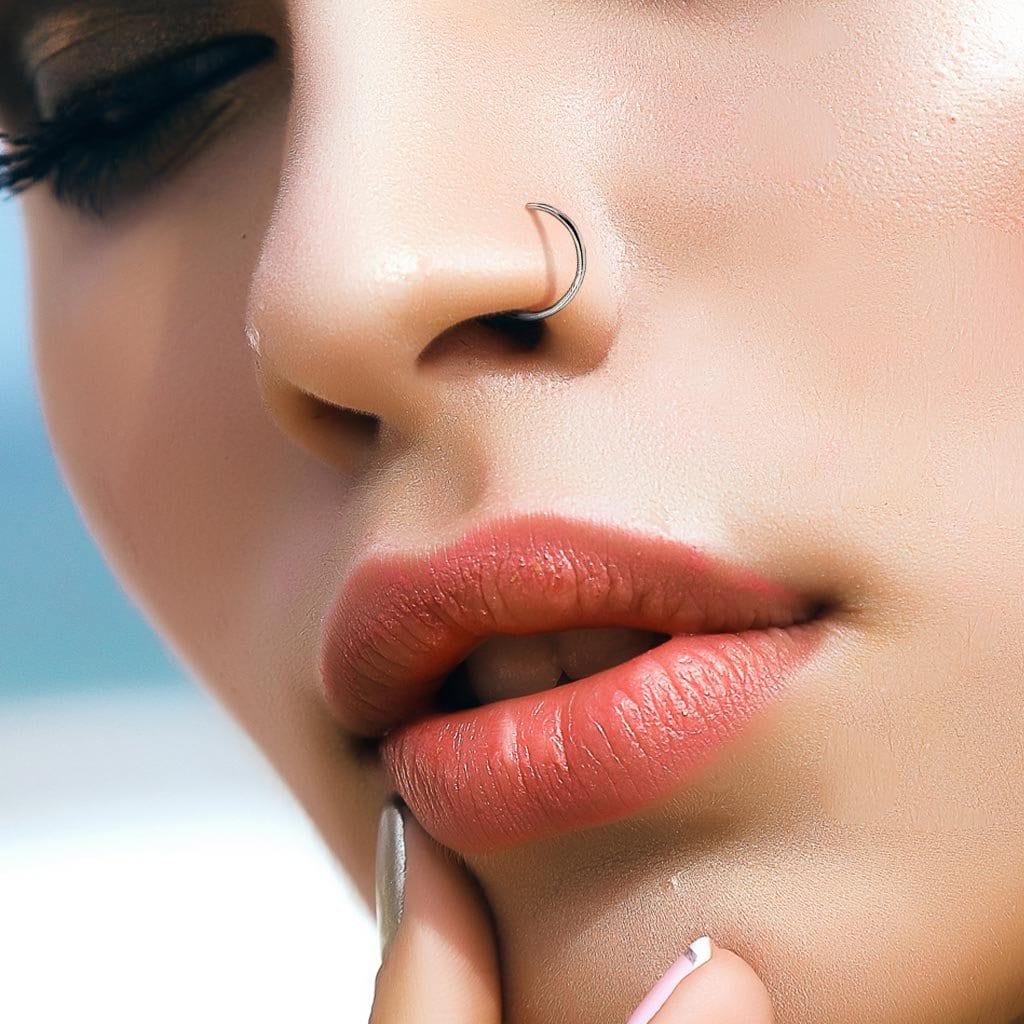 Titanium Nose Ring Hoop Implant G23 8mm 18g and 20g Etsy