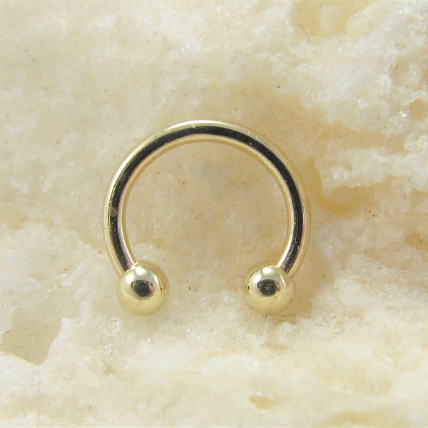 Septum en or 14 carats, haltère circulaire daith.. 16g.. 8mm.ou 9mm.. Boules de 2,5 mm.. Or massif