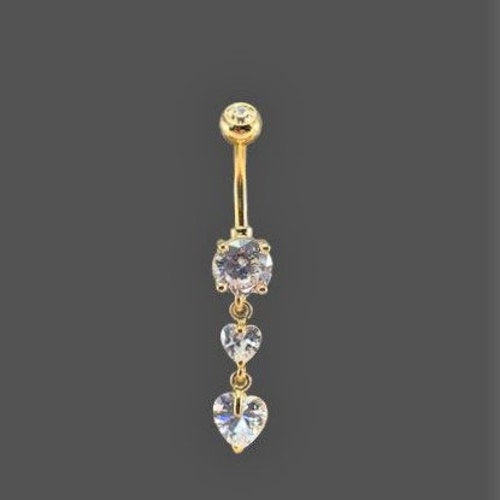 Golden Dangly Hearts Belly Button Ring..14g..7/16 Etsy