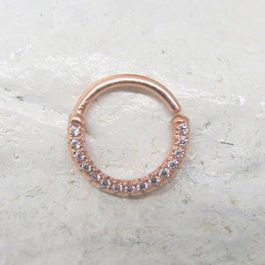 14k Solid Rose Gold Septum Eternity Bendable Ring..16g..8mm