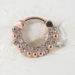 Rose Gold Daith Piercing,septum Multiball cz Clicker Hoop Ring..Surgical Steel..16g..8mm