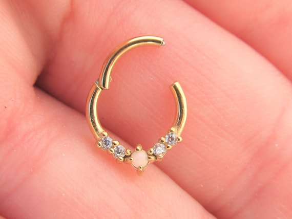 6 CZ Flower 316L Surgical Steel L Bend Nose Stud Ring