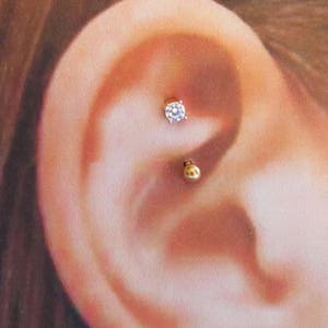 Golden Rook Piercing Surgical Steel Curved barbel Cz..16g..8mm