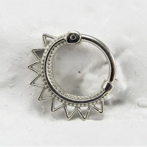 14k White Gold Daith tribal clicker..16g..8mm..Solid Nickel free gold
