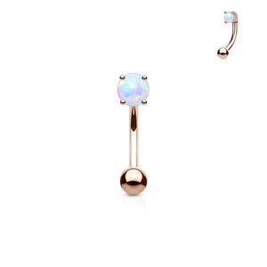 Rose Gold,White Opal,Surgical Steel Daith Piercing Barbell..16g..8mm image 2