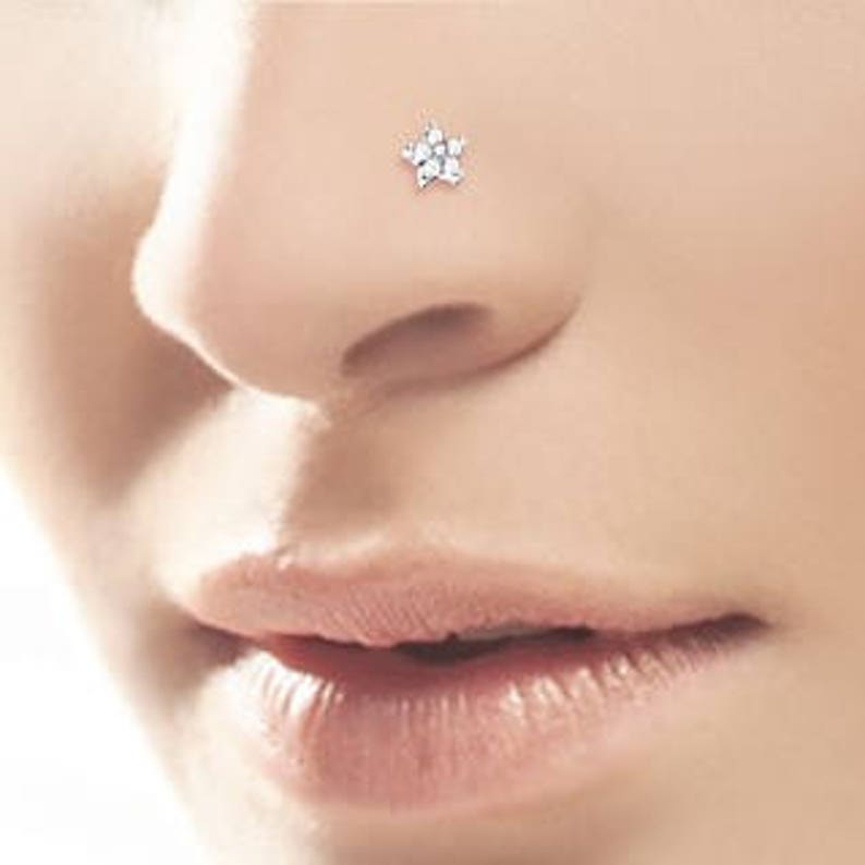 Tiny Flower Center ball Surgical Steel Nose Ring Stud..20g image 1