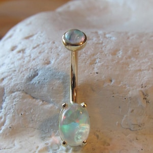 14k Gold, Gelly Opals,Internally Threaded Navel Belly Ring..14g..Solid Gold