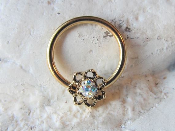 Golden conch Piercing Lotus Filigran 10 0r 12mm