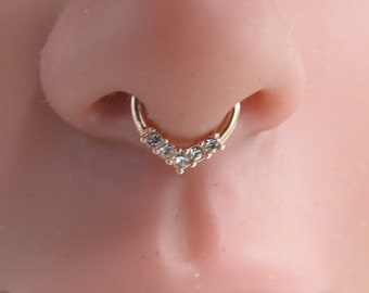 Gold Plated Septum 5cz Bendable Ring..16g..OR..18g..8mm