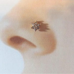 Rose Gold plated Flower Nose Ring Stud..20g..Straight or L-shape