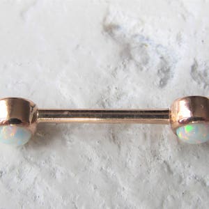 14k Solid Rose Gold,white Opals Threadless Push Pin Nipple Piercing ...