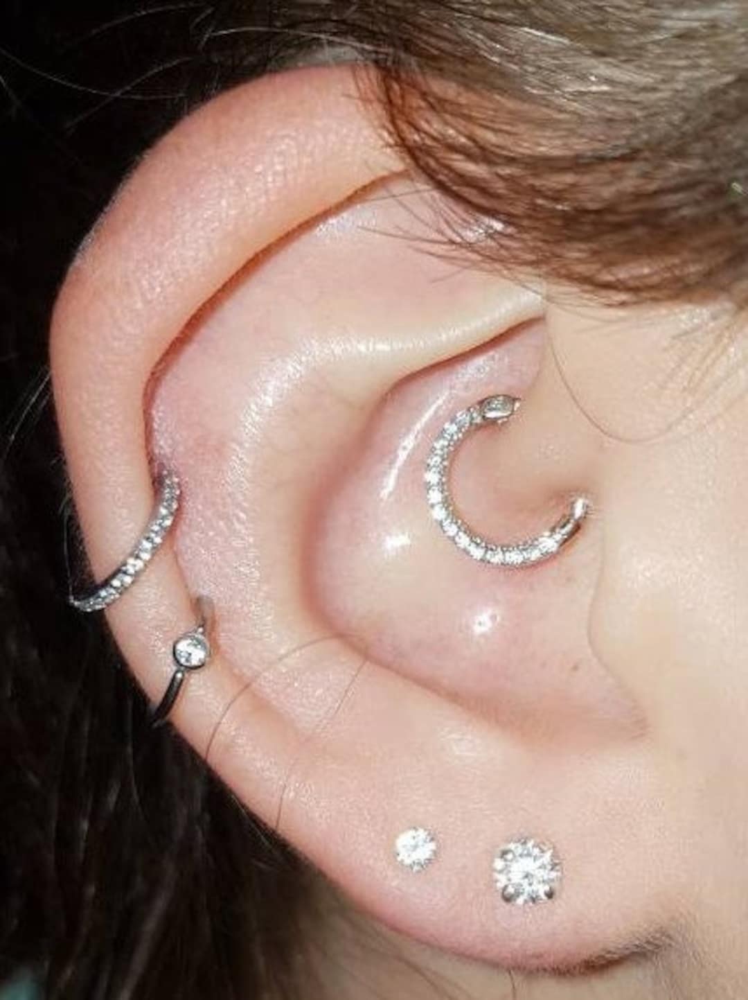 14kt Solid White Gold Daith Piercing Eternity Ring Clicker With
