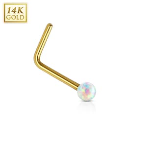 14k Solid Gold Tiny Opa balll (2mm) Nose Ring Stud..20g..6mm