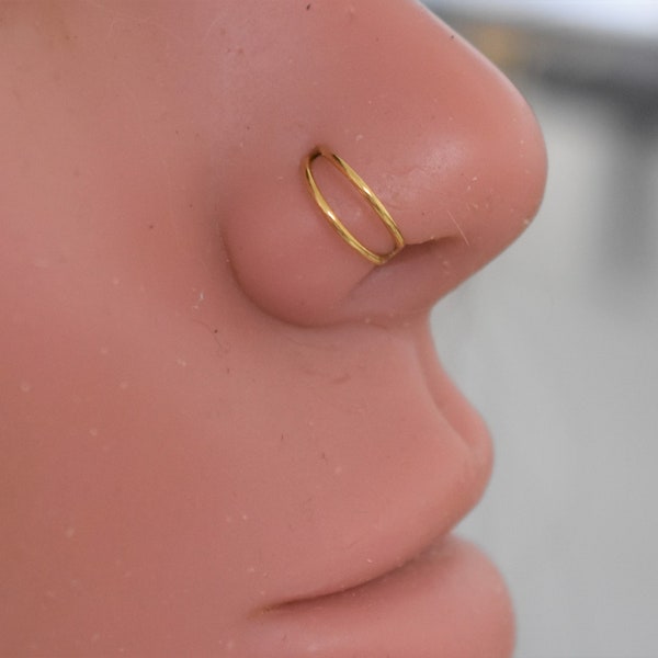 Gold pvd Over Surgical Steel Double hoop nose ring..20g..8mm(5/16)
