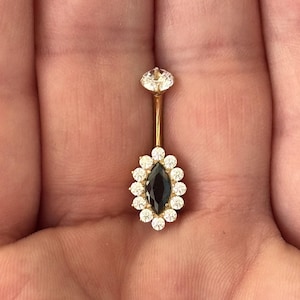 Implantaatkwaliteit gouden titanium navelring CZ met inwendig schroefdraad... 14G..7/16