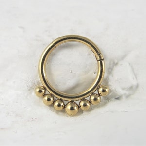 Gold Septum Piercing,Daith Piercing Surgical Steel Segment Hinged Hoop Ring..16g..8mm