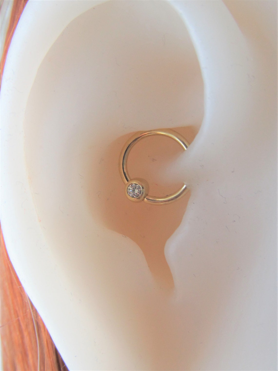 14k Solid Gold Daith Piercing 16g..8mm Captive Bead Ring With Etsy