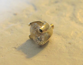 Special Order...14k Solid Gold Belly Ring Top 4mm cz For 14g Internally Threaded Navel Ring