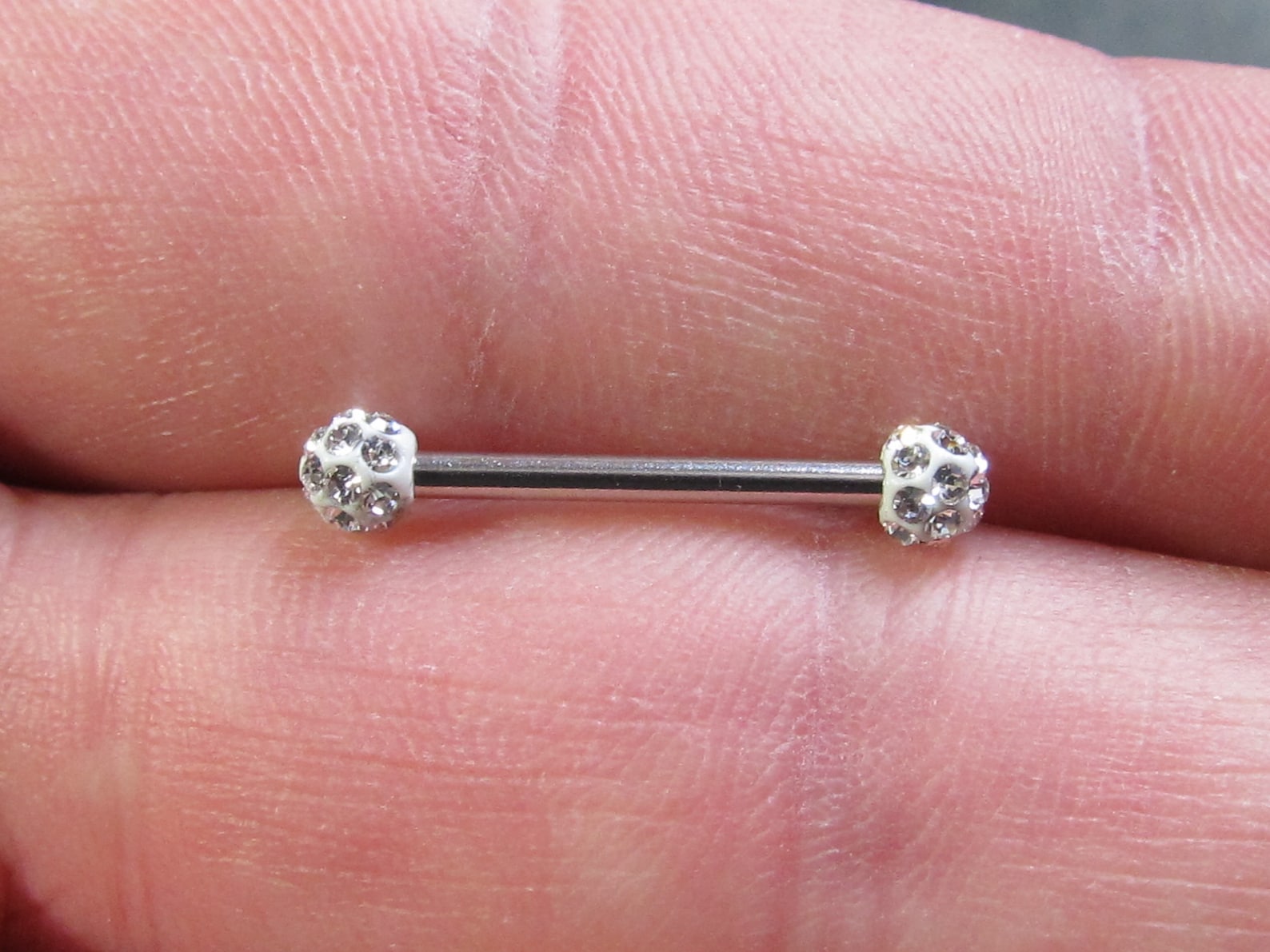 Paved Diamond Nipple Piercing Barbell Ring..14g..16mm4mm Etsy UK